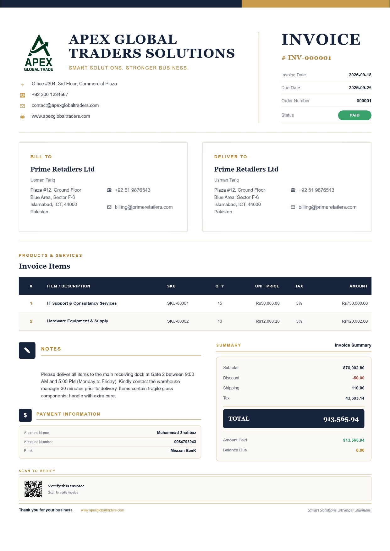 Elegant Business Invoice Template preview